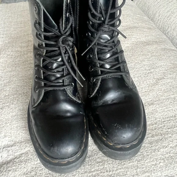 Dr. Martens Shiny Black Combat Boots - Picture 3 of 4
